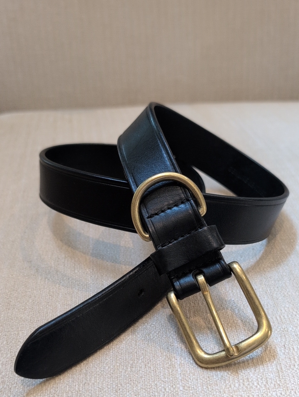 Crossroads Black Leather Belt with Solid Brass Buckle Size M Classic